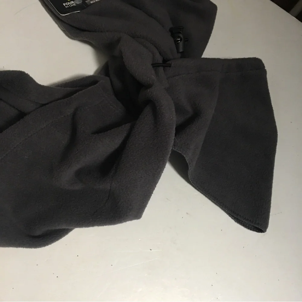 4 in 1 TEK Gear Heat Tek Gray Micro fleece hood neck warmer gator balaclava NWT